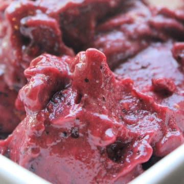 Berry Coconut Sorbet in a white bowl