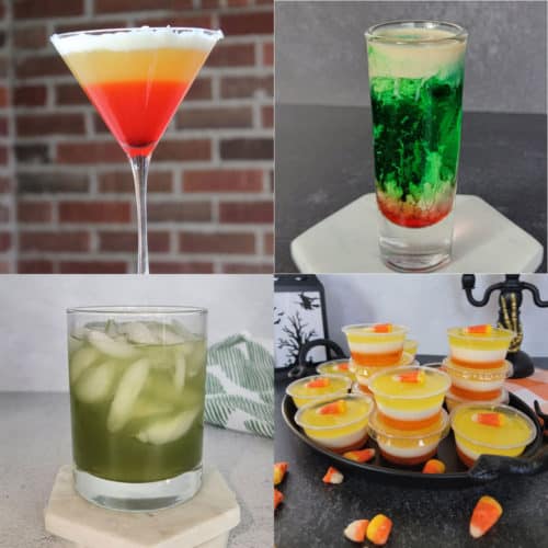 Collage of Halloween drinks and cocktails