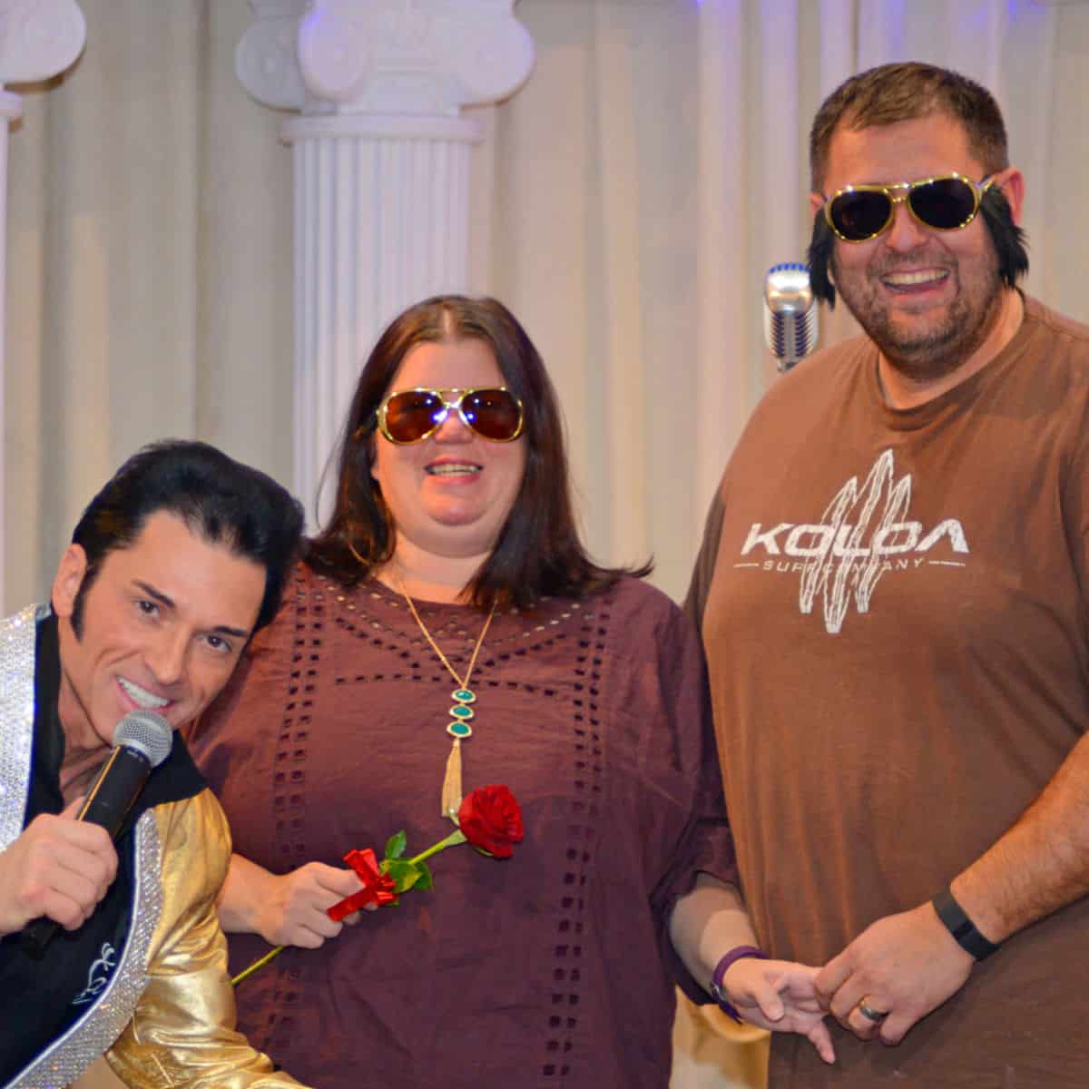 John and tammilee with an Elvis impersonator 