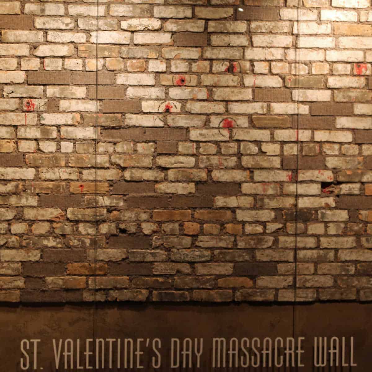 St. Valentine's Day Massacre Wall with marks on it in the Mob Museum