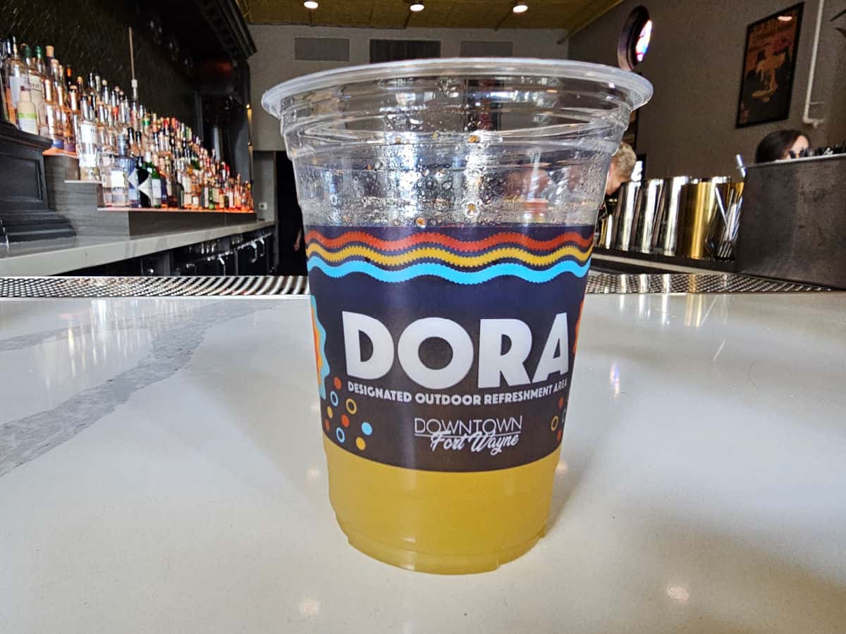 DORA Designated outdoor refreshment area cup