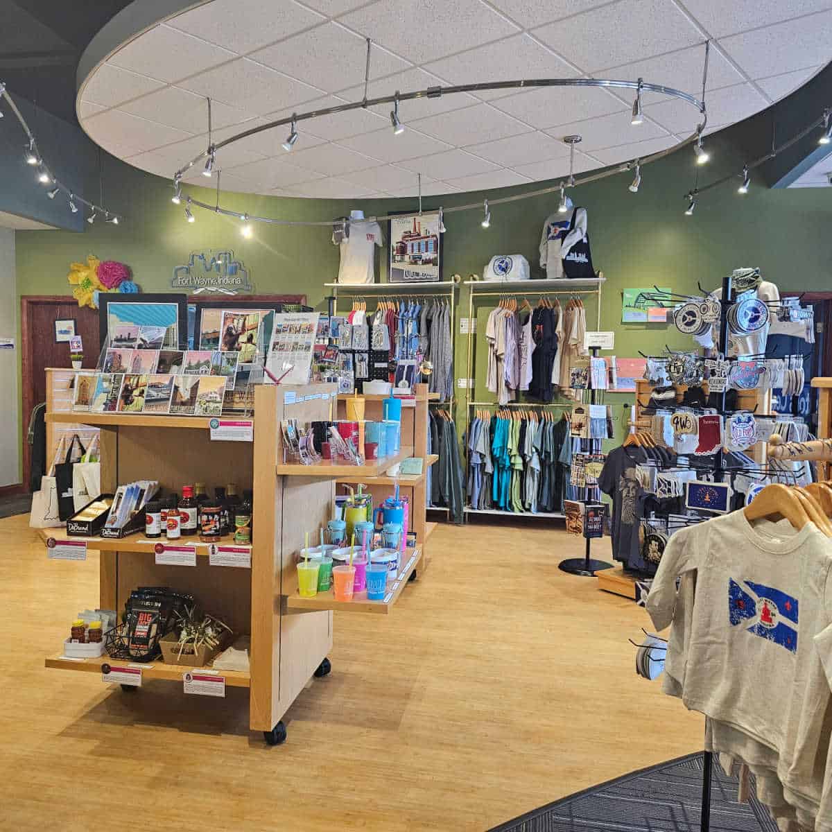 Fort Wayne Visitor Center with t-shirts, gifts, and souvenirs on display