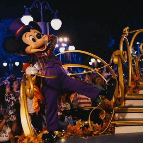 Micheky mouse in a Disney Parade float