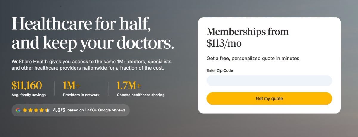 Healthcare for half and keep your doctors